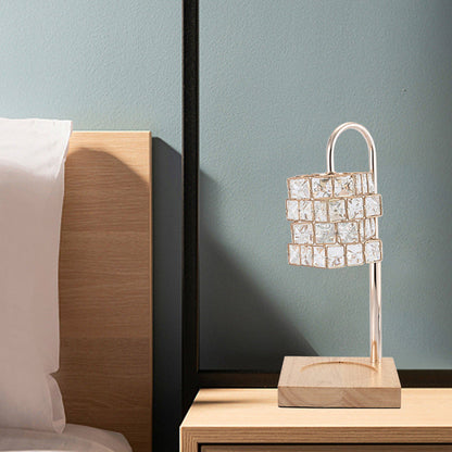 Modern Luxury Rubik's Cube Diamond Wood Hardware Glass 1-Light Melting Wax Table Lamp For Bedroom