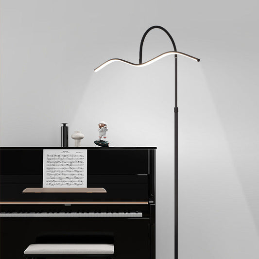 Modern Minimalist Wave Aluminum Iron Silicone LED Standing Floor Lamp For Living Room