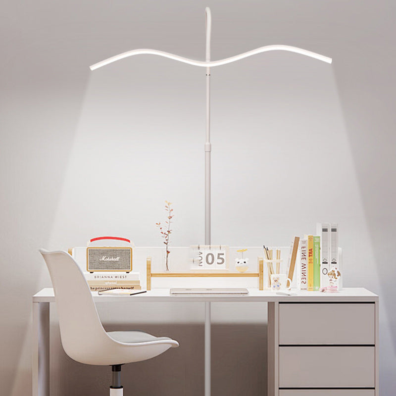 Modern Minimalist Wave Aluminum Iron Silicone LED Standing Floor Lamp For Living Room