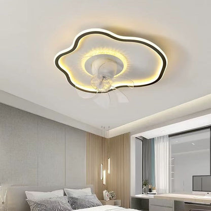Contemporary Creative Cloud Shape ABS Iron LED Flush Mount Ceiling Fan Light For Bedroom