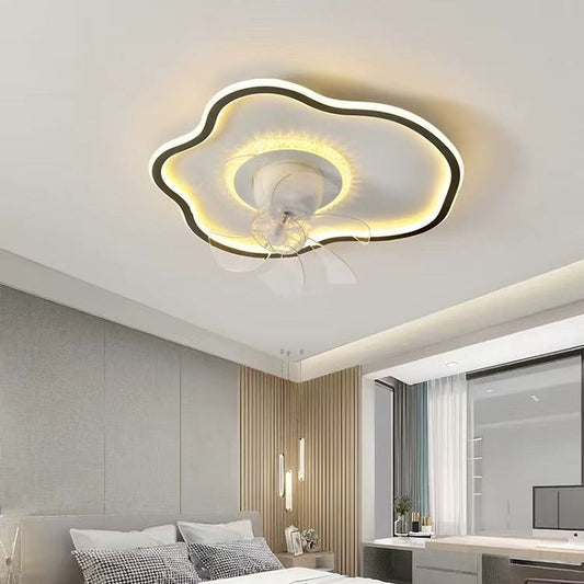 Contemporary Creative Cloud Shape ABS Iron LED Flush Mount Ceiling Fan Light For Bedroom