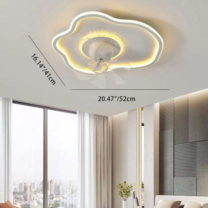 Contemporary Creative Cloud Shape ABS Iron LED Flush Mount Ceiling Fan Light For Bedroom