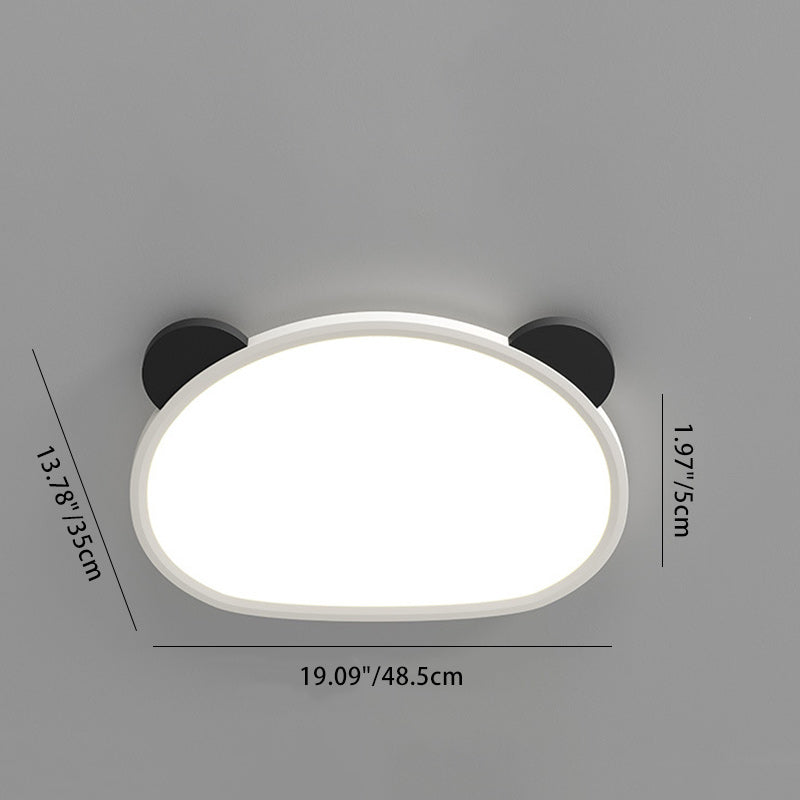 Contemporary Creative Cartoon Panda Round Aluminum Acrylic LED Flush Mount Ceiling Light For Bedroom