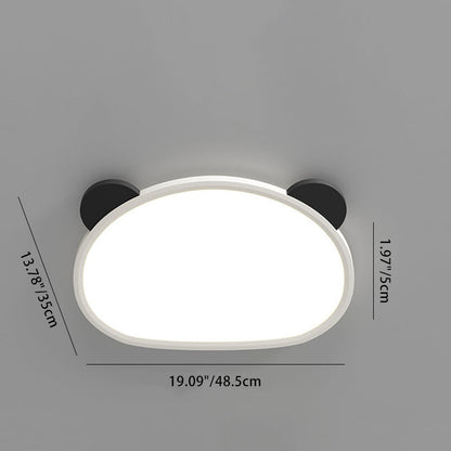 Contemporary Creative Cartoon Panda Round Aluminum Acrylic LED Flush Mount Ceiling Light For Bedroom