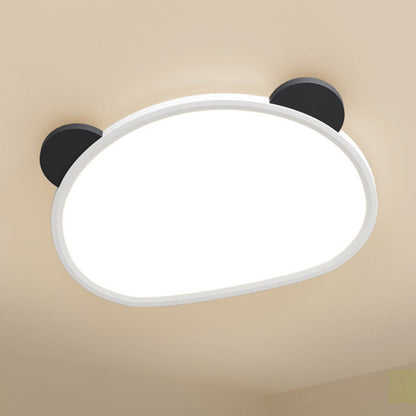 Contemporary Creative Cartoon Panda Round Aluminum Acrylic LED Flush Mount Ceiling Light For Bedroom