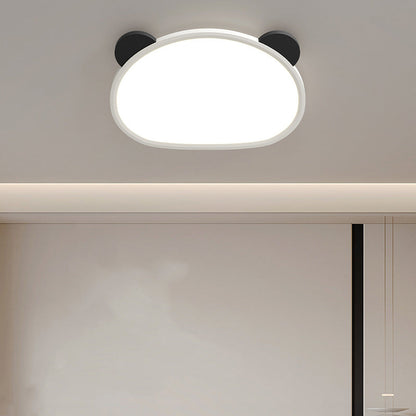 Contemporary Creative Cartoon Panda Round Aluminum Acrylic LED Flush Mount Ceiling Light For Bedroom
