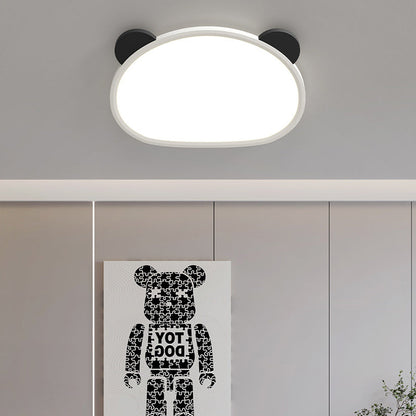 Contemporary Creative Cartoon Panda Round Aluminum Acrylic LED Flush Mount Ceiling Light For Bedroom