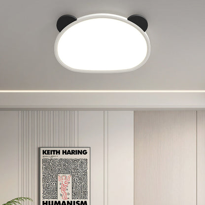 Contemporary Creative Cartoon Panda Round Aluminum Acrylic LED Flush Mount Ceiling Light For Bedroom