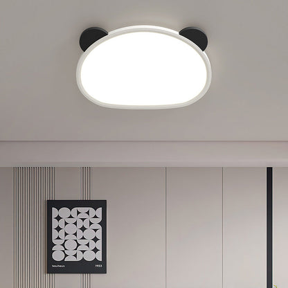 Contemporary Creative Cartoon Panda Round Aluminum Acrylic LED Flush Mount Ceiling Light For Bedroom