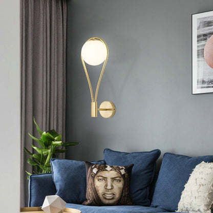 Modern Minimalist Round Water Drop Shape Orb Iron Glass 1-Light Wall Sconce Lamp For Bedroom