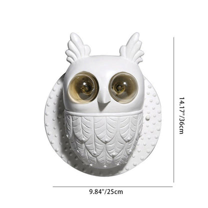Contemporary Creative Owl Shape Oval Resin 2-Light Wall Sconce Lamp For Bedroom