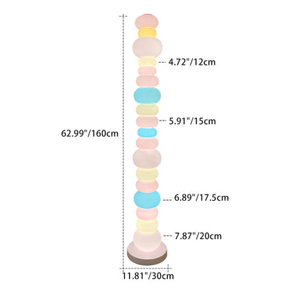 Contemporary Creative Candy Cane Shape Round Hardware Glass LED Standing Floor Lamp For Living Room