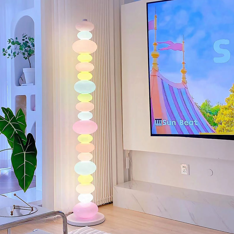 Contemporary Creative Candy Cane Shape Round Hardware Glass LED Standing Floor Lamp For Living Room