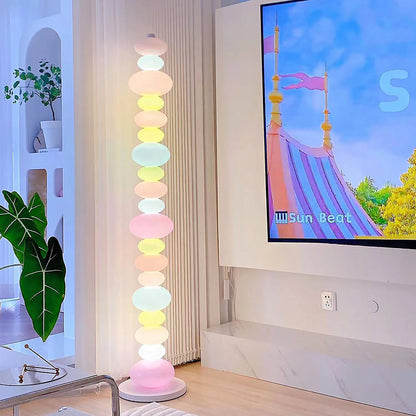 Contemporary Creative Candy Cane Shape Round Hardware Glass LED Standing Floor Lamp For Living Room