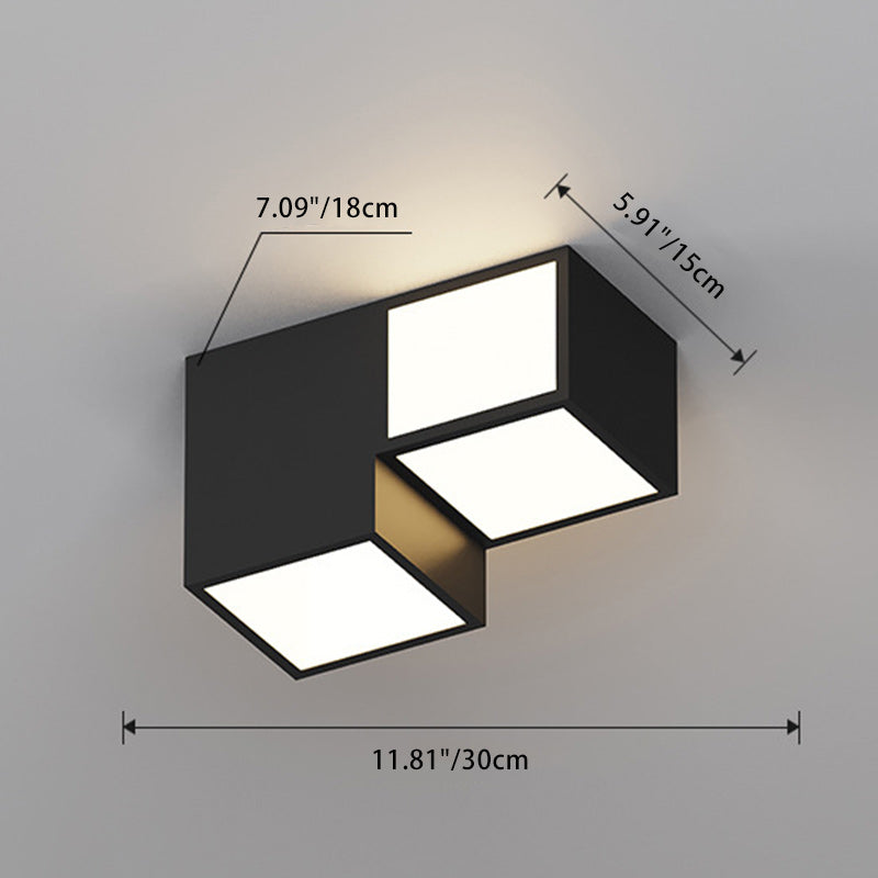 Contemporary Scandinavian Rubik's Cube Square Rectangle Iron Acrylic LED Flush Mount Ceiling Light For Bedroom
