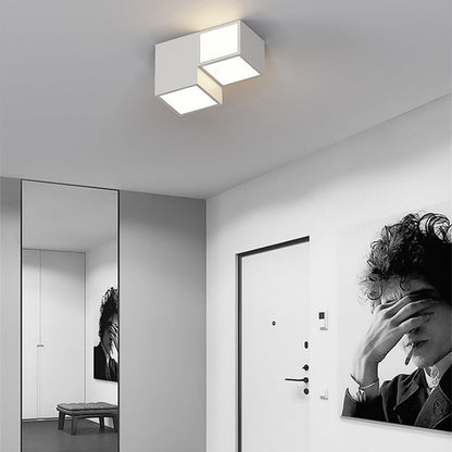 Contemporary Scandinavian Rubik's Cube Square Rectangle Iron Acrylic LED Flush Mount Ceiling Light For Bedroom