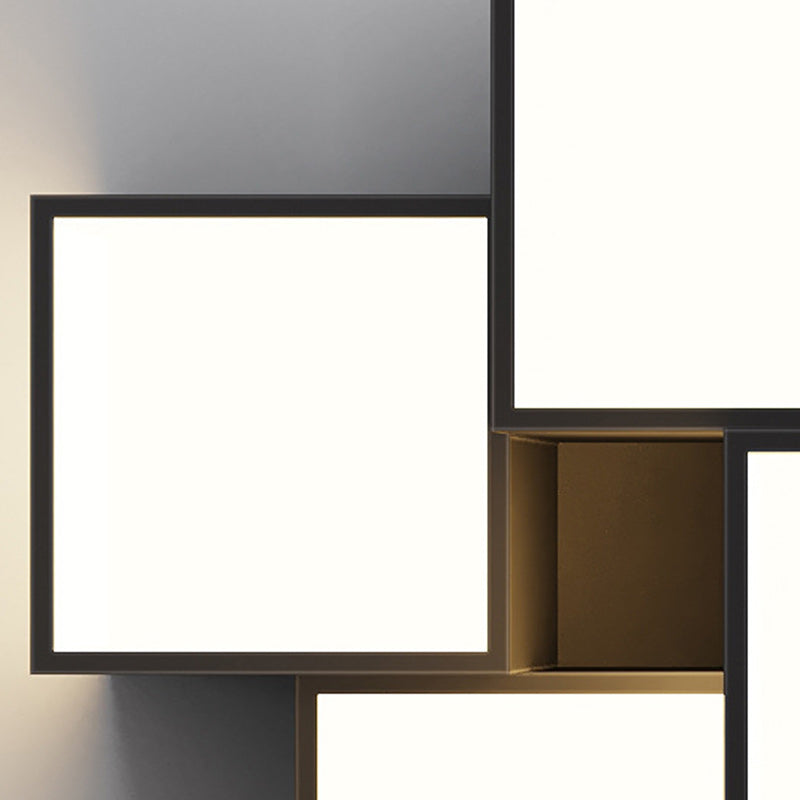 Contemporary Scandinavian Rubik's Cube Square Rectangle Iron Acrylic LED Flush Mount Ceiling Light For Bedroom