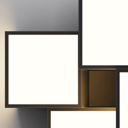 Contemporary Scandinavian Rubik's Cube Square Rectangle Iron Acrylic LED Flush Mount Ceiling Light For Bedroom