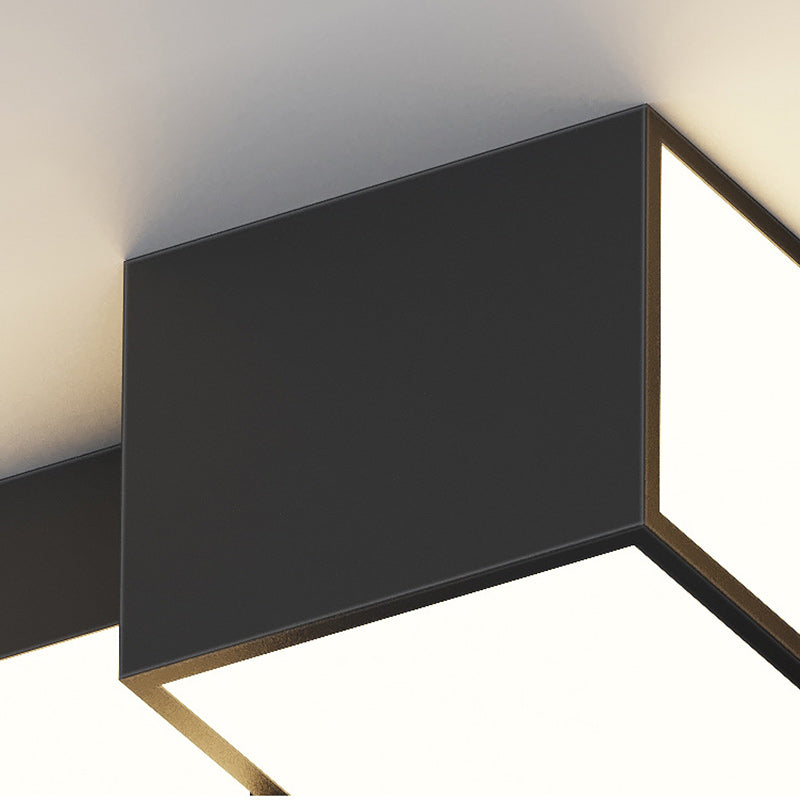 Contemporary Scandinavian Rubik's Cube Square Rectangle Iron Acrylic LED Flush Mount Ceiling Light For Bedroom