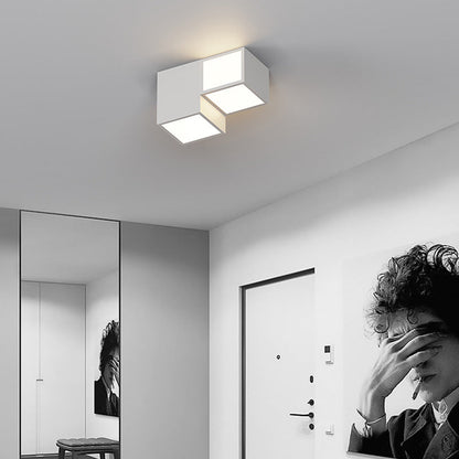 Contemporary Scandinavian Rubik's Cube Square Rectangle Iron Acrylic LED Flush Mount Ceiling Light For Bedroom