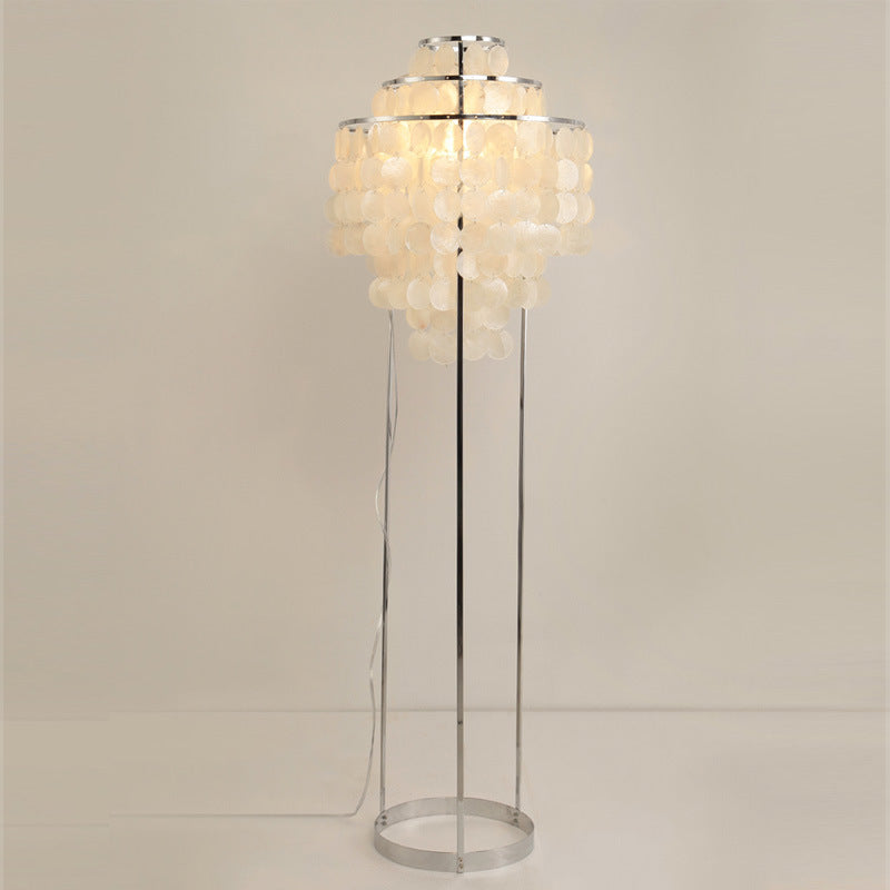 Traditional French Tassel Shaped Round Metal Shell 1-Light Standing Floor Lamp For Living Room