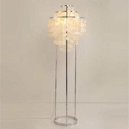 Traditional French Tassel Shaped Round Metal Shell 1-Light Standing Floor Lamp For Living Room