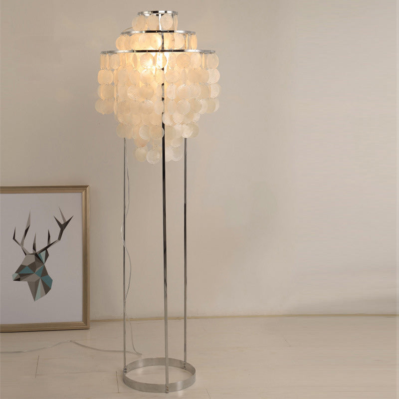 Traditional French Tassel Shaped Round Metal Shell 1-Light Standing Floor Lamp For Living Room