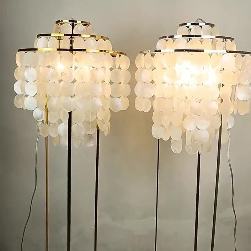 Traditional French Tassel Shaped Round Metal Shell 1-Light Standing Floor Lamp For Living Room
