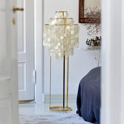 Traditional French Tassel Shaped Round Metal Shell 1-Light Standing Floor Lamp For Living Room