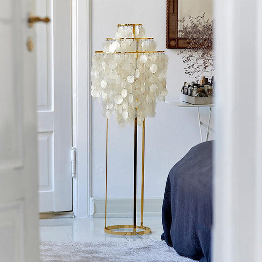 Traditional French Tassel Shaped Round Metal Shell 1-Light Standing Floor Lamp For Living Room