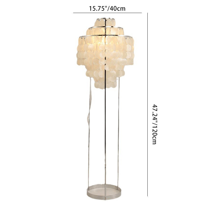 Traditional French Tassel Shaped Round Metal Shell 1-Light Standing Floor Lamp For Living Room