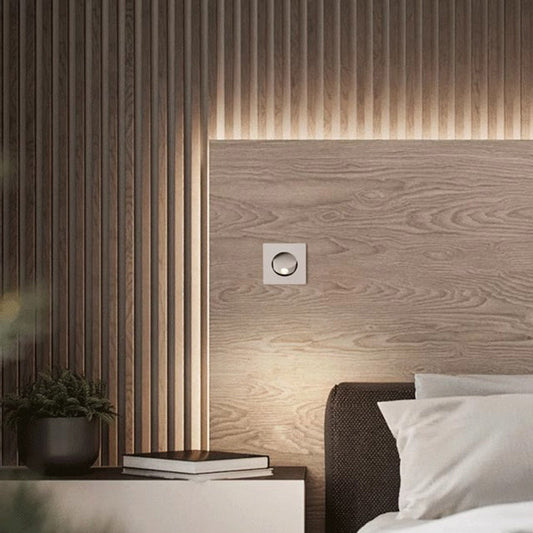 مصباح حائط LED دائري مربع الشكل من الألومنيوم بتصميم عصري بسيط لغرفة النوم 
