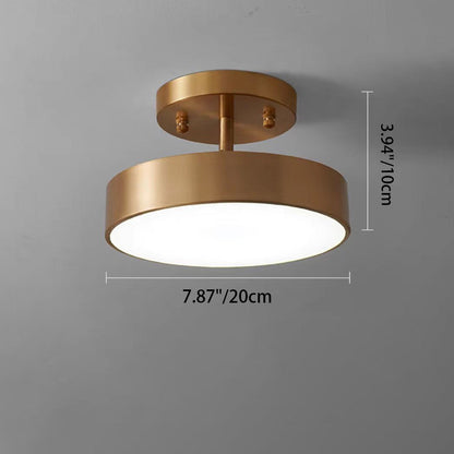 Modern Minimalist Round Dome Copper Acrylic LED Semi-Flush Mount Ceiling Light For Hallway