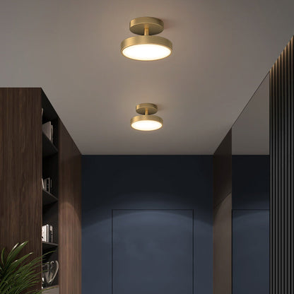 Modern Minimalist Round Dome Copper Acrylic LED Semi-Flush Mount Ceiling Light For Hallway
