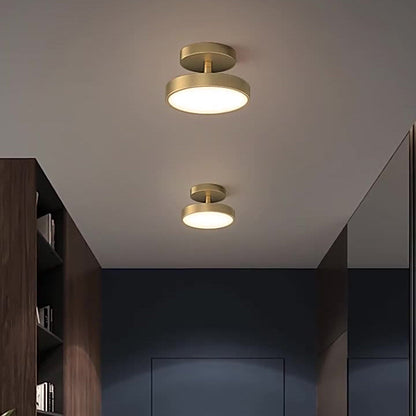 Modern Minimalist Round Dome Copper Acrylic LED Semi-Flush Mount Ceiling Light For Hallway