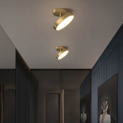 Modern Minimalist Round Dome Copper Acrylic LED Semi-Flush Mount Ceiling Light For Hallway