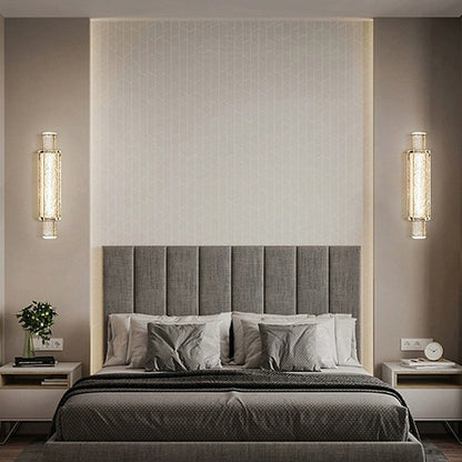 Modern Minimalist Rectangular Linear Stainless Steel Bubble Crystal Wall Sconce Lamp For Bedroom