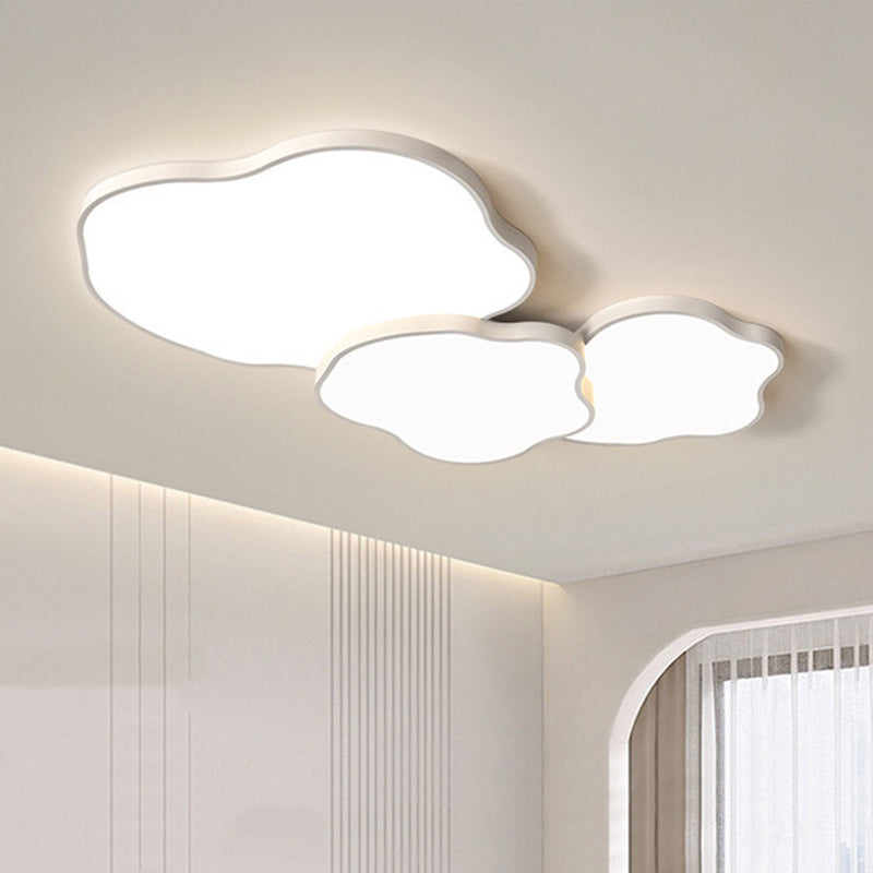 Modern Minimalist Cloud Shaped Iron Acrylic LED Flush Mount Ceiling Light For Bedroom