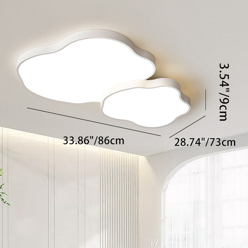 Modern Minimalist Cloud Shaped Iron Acrylic LED Flush Mount Ceiling Light For Bedroom