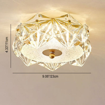 Modern Luxury Round Dome Iron Glass LED Flush Mount Ceiling Light For Bedroom