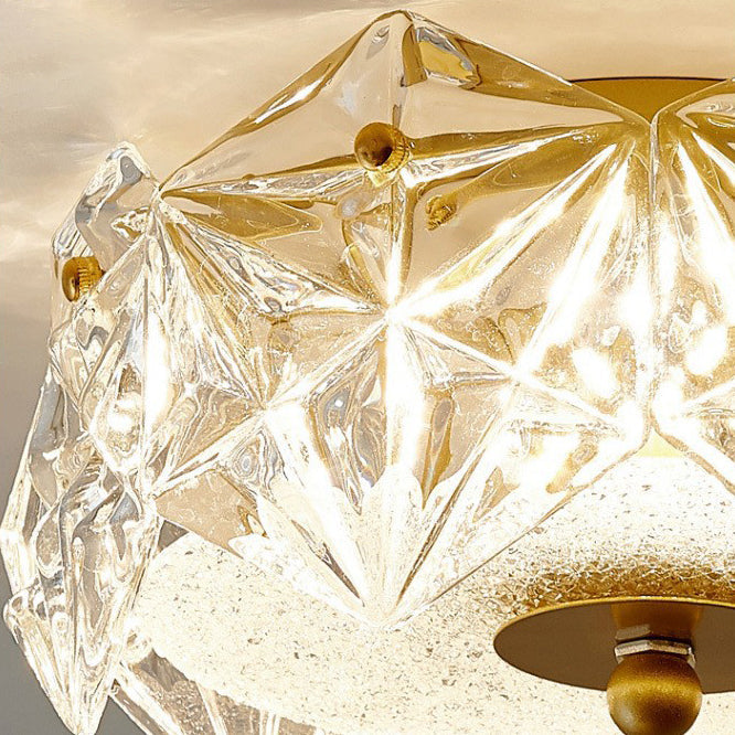 Modern Luxury Round Dome Iron Glass LED Flush Mount Ceiling Light For Bedroom