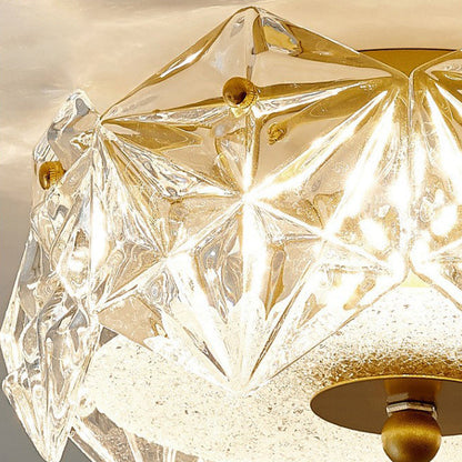 Modern Luxury Round Dome Iron Glass LED Flush Mount Ceiling Light For Bedroom