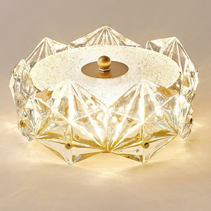Modern Luxury Round Dome Iron Glass LED Flush Mount Ceiling Light For Bedroom
