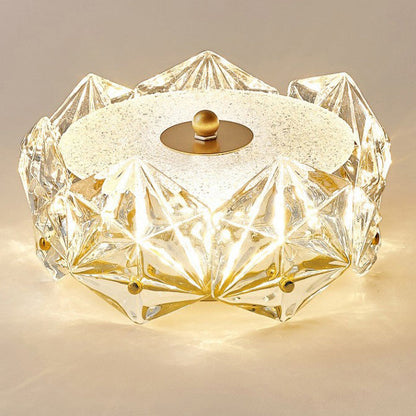 Modern Luxury Round Dome Iron Glass LED Flush Mount Ceiling Light For Bedroom
