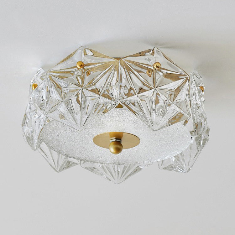 Modern Luxury Round Dome Iron Glass LED Flush Mount Ceiling Light For Bedroom