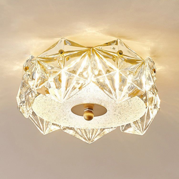 Modern Luxury Round Dome Iron Glass LED Flush Mount Ceiling Light For Bedroom