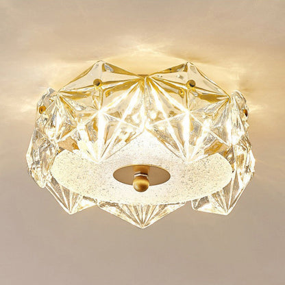 Modern Luxury Round Dome Iron Glass LED Flush Mount Ceiling Light For Bedroom