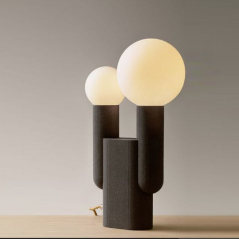 Contemporary Creative Round Orb Resin Glass 2-Light Table Lamp For Bedroom