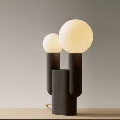 Contemporary Creative Round Orb Resin Glass 2-Light Table Lamp For Bedroom