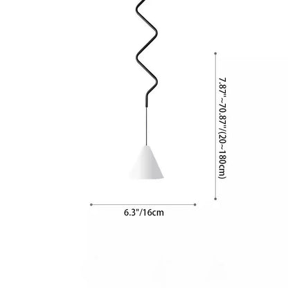 Contemporary Scandinavian Round Cone Wave Iron Aluminum 1-Light Pendant Light For Bedroom